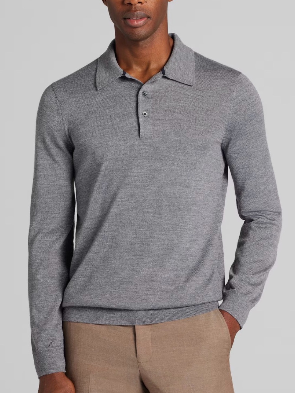 Traveler® Collection Tailored Fit Merino Wool Long-Sleeve Polo Sweater